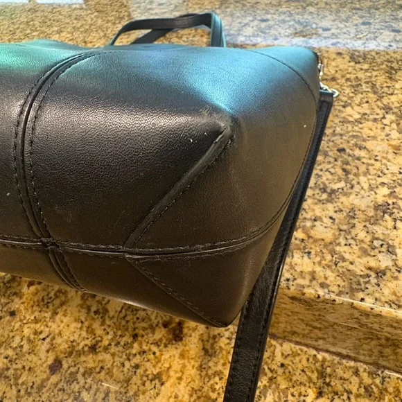 Tory Burch Block T Mini Tote Bag Black Leather 2-way Crossbody Handles - Picture 16 of 16